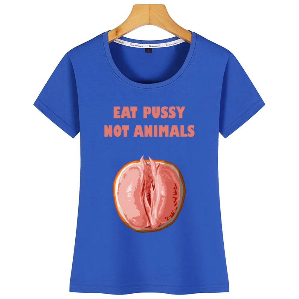 Женская футболка летняя винтажная на заказ Lgbt Vegan Ve Eat Pussy Not Animals|Футболки| |