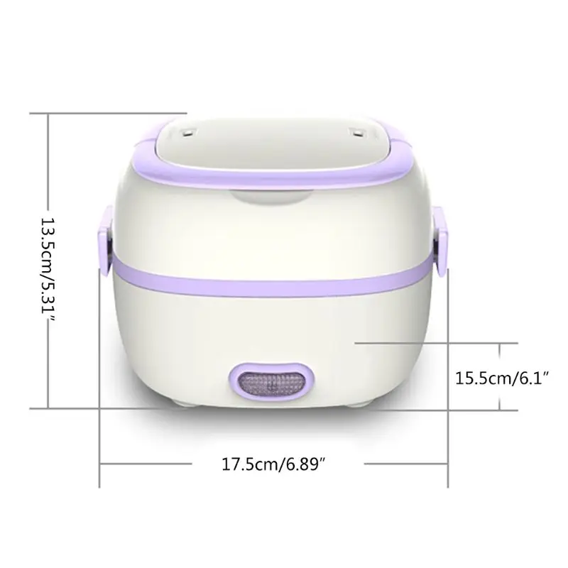

Multifunctional Electric Lunch Box Mini Rice Cooker Food Heater Steamer with Stainless Steel Bowls Egg Steaming Rack