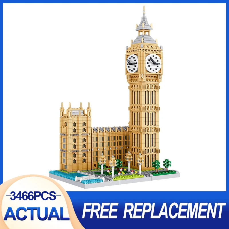 

Модульные строительные блоки LEZI LZ8190, миниатюрные алмазные мелкие частицы Биг-Бен, кубики, Детская развивающая игрушка, Рождественский пода...