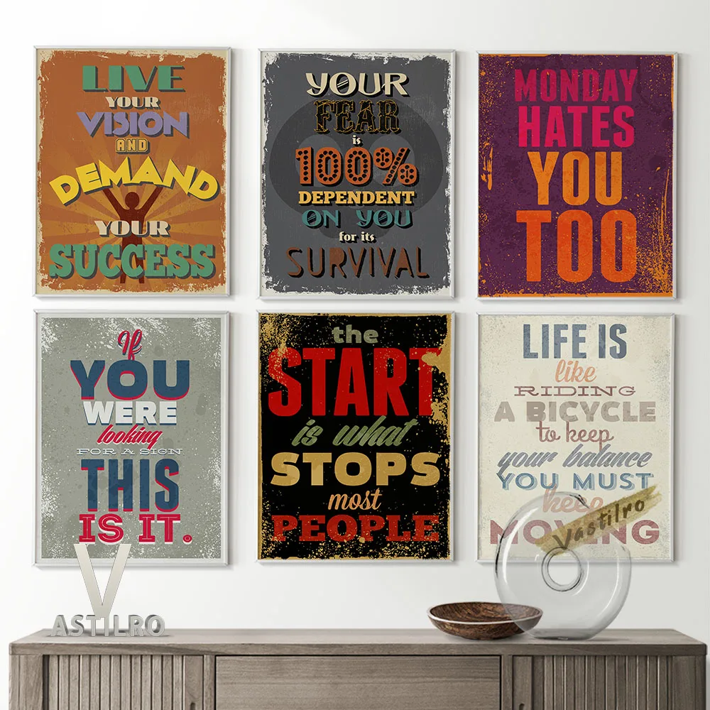 

Inspirational Phrases Text Typography Retro Poster Positive Energy Quotations Wall Stickers Encourage Sayings Vintage Home Decor