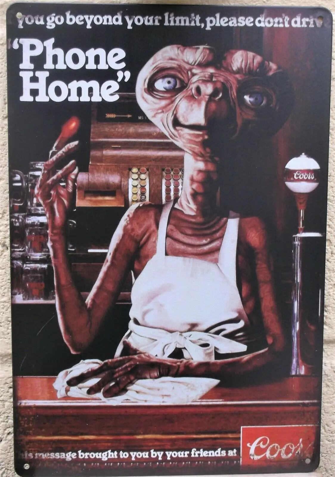

ET Phone Home Beer Metal Sign Vintage Metal Tin Signs Rustic Pin Up Poster Plaque Pub Wall Decor