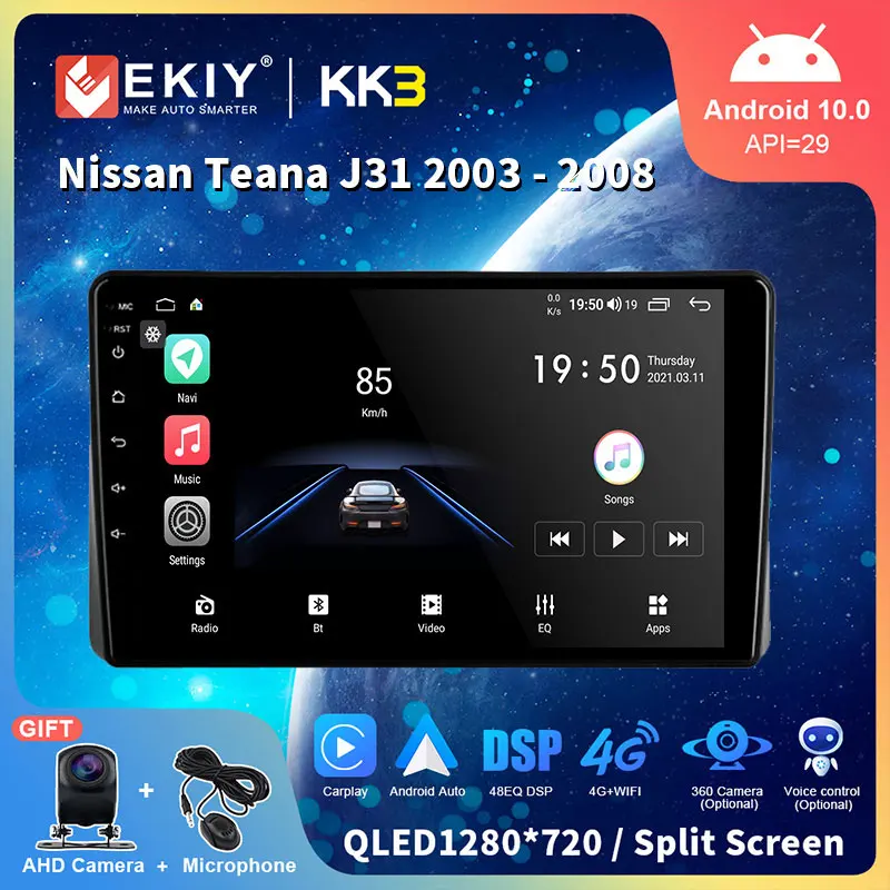 

EKIY Android 10 Car Radio For Nissan Teana J31 2003 - 2008 Multimedia Video Player Navigation GPS Carplay Head Unit No 2 Din DVD