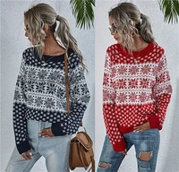 christmas womens snowflake new knitted loose christmas long sleeve turtleneck knitted sweater women