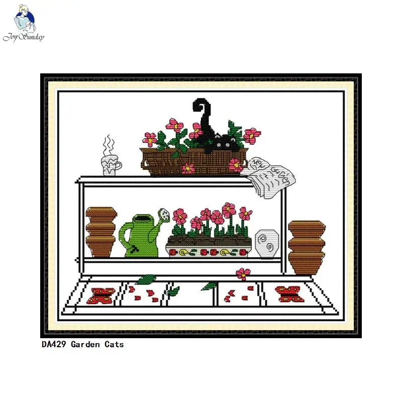 Картина Joy Sunday для сада кошек вышивка крестиком печать на холсте ручная работа