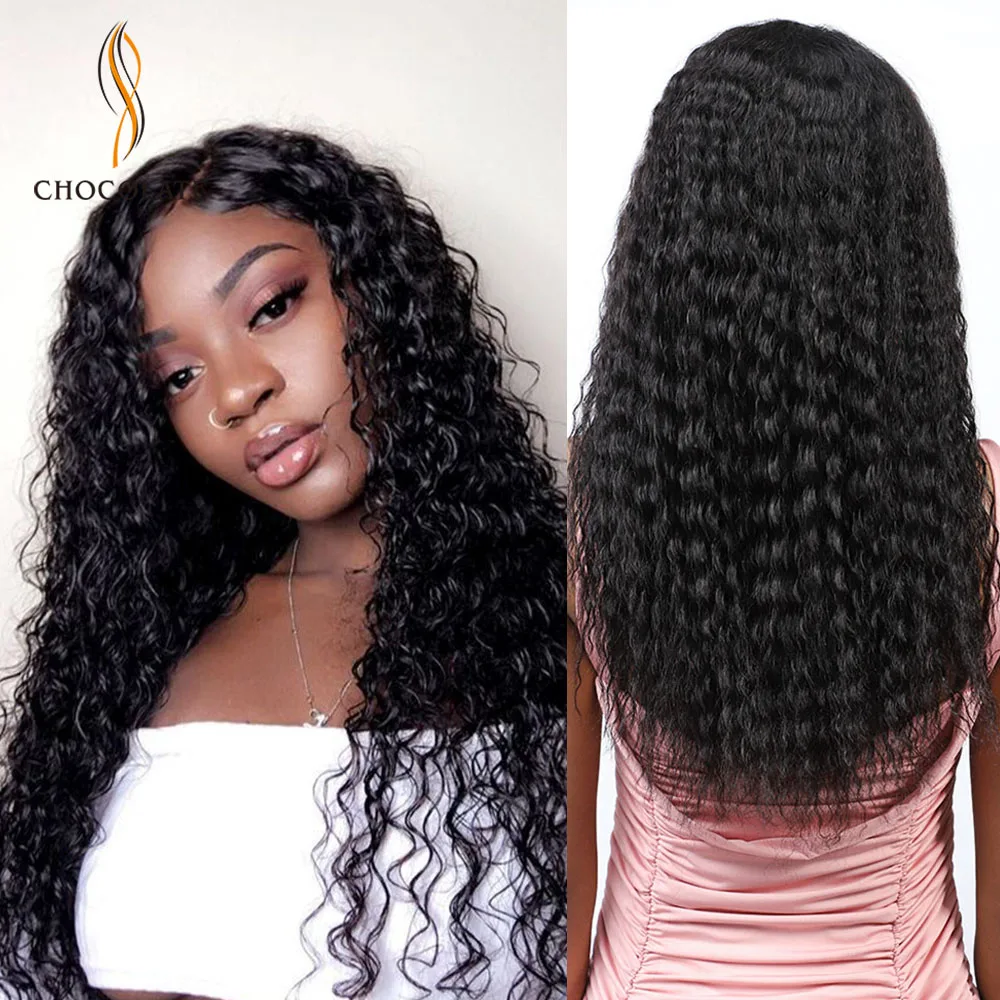 Глубокая волна Синтетические волосы на кружеве парики из натуральных волос