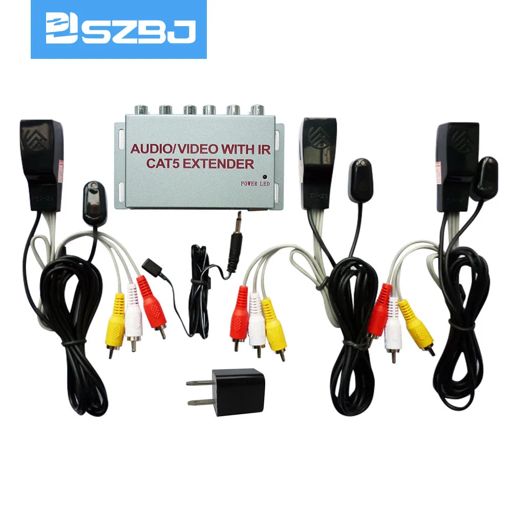 Приемник передатчик для аудио и видео Cat 5 удлинитель с инфракрасным пультом