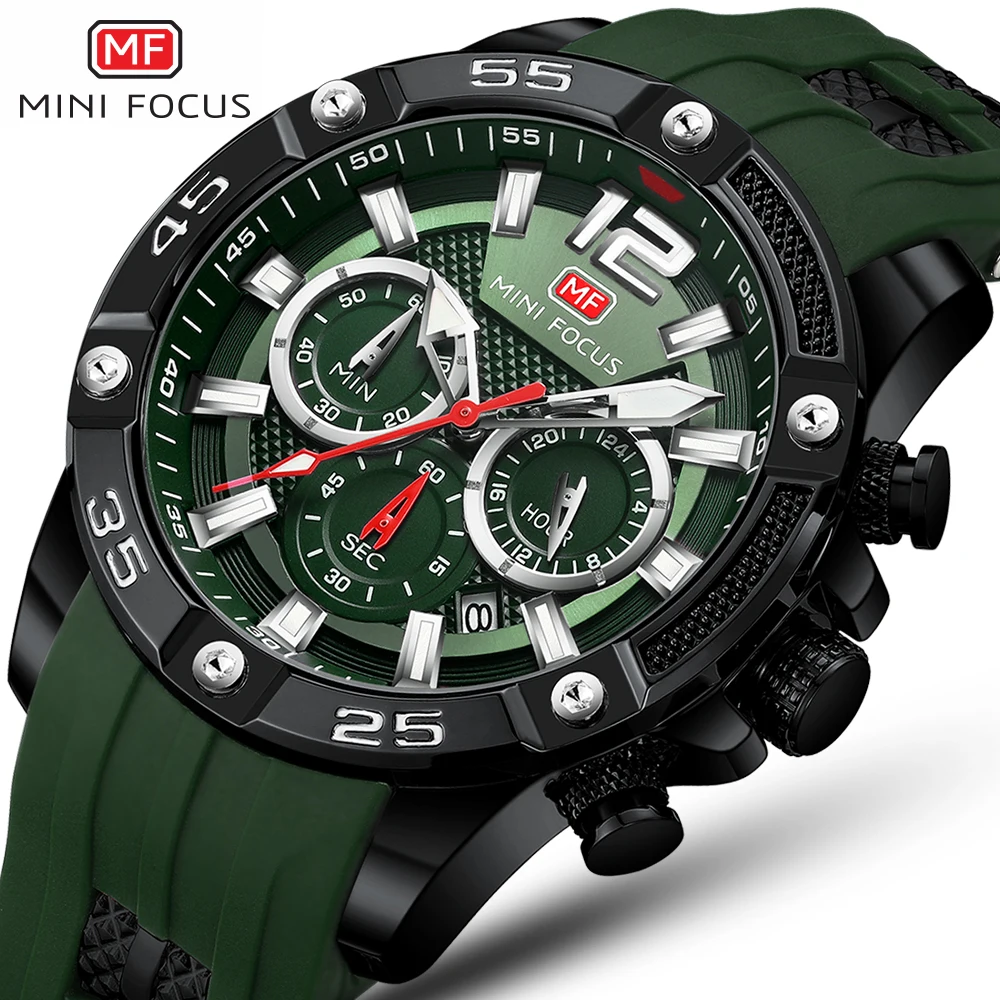 Зеленые часы мужские Брендовые спортивные кварцевые повседневные военные