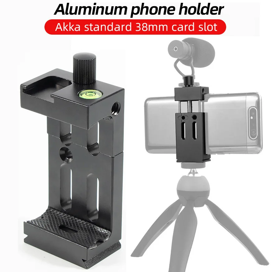 

More stable Tripod Head Bracket Phone Holder Clip For Phone IPhone 13 Pro Flashlight Microphone Spirit level and Cold Shoe Mount