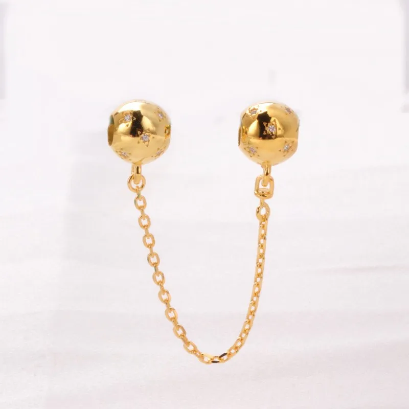 

Original 925 Sterling Silver Bright Star Safety Chain Fit Pandora Women Bracelet & Necklace Diy Jewelry