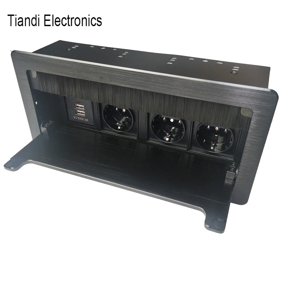 hide embedded multifunction table socket box 3 bit eu power plug brush clamshell office outlet 2 usb charging interface 5v2 1a free global shipping