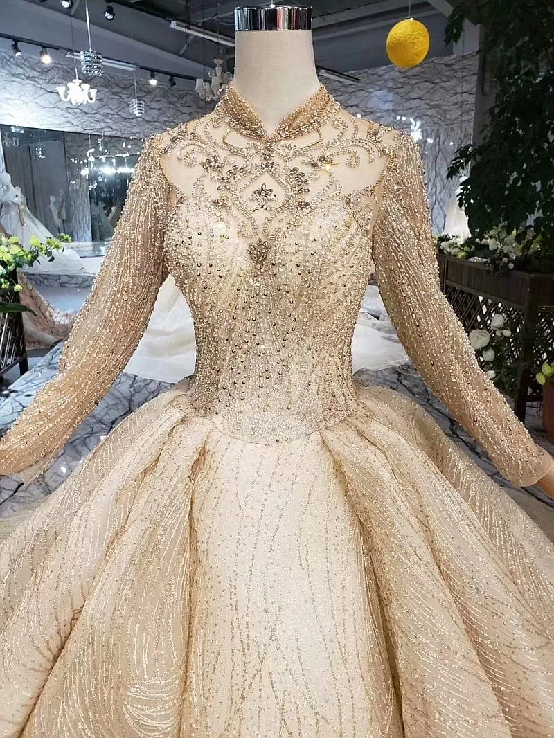 2020 винтажное арабское Золотое свадебное платье Длинные бальные платья рукава