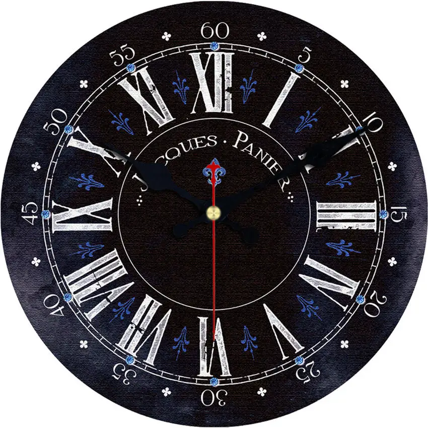 Модные настенные часы в стиле ретро круглая деревянная черная 16 дюймов