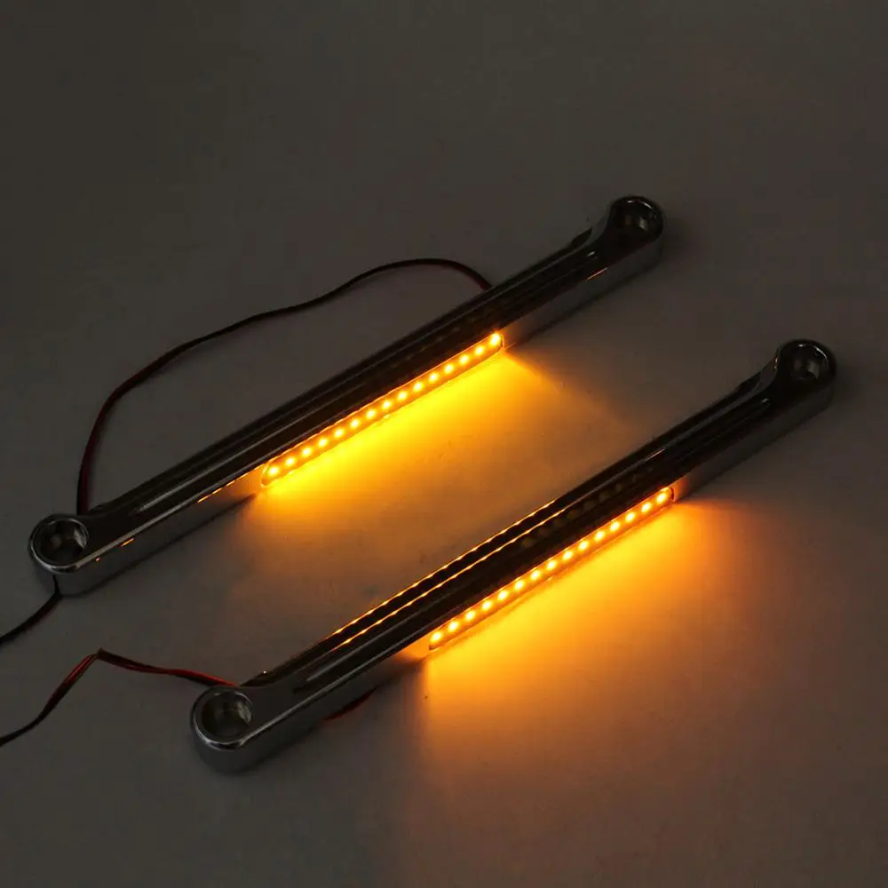 2 Colors Motorcycle Alloy Art Black Front Chrome Cafe Racer LED Amber Turn Signals Smoke Lens Fit For Harley Fatboy 1990-2017 |