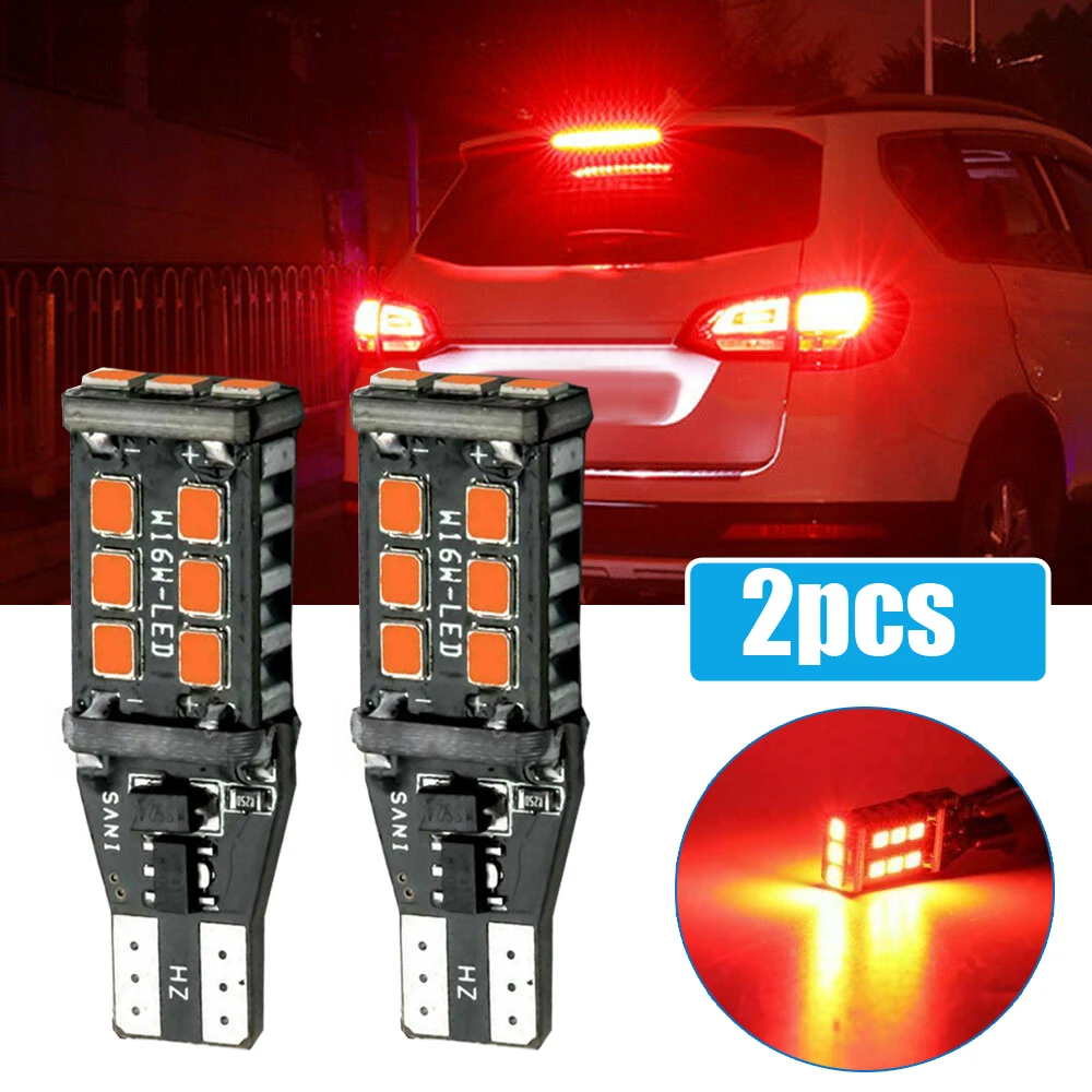 2pcs T15 921 912 Flash Strobe Pure Red LED Center High Mount Stop 3RD Brake Light Bulbs Prevent Car Traffic Accident | Автомобили и