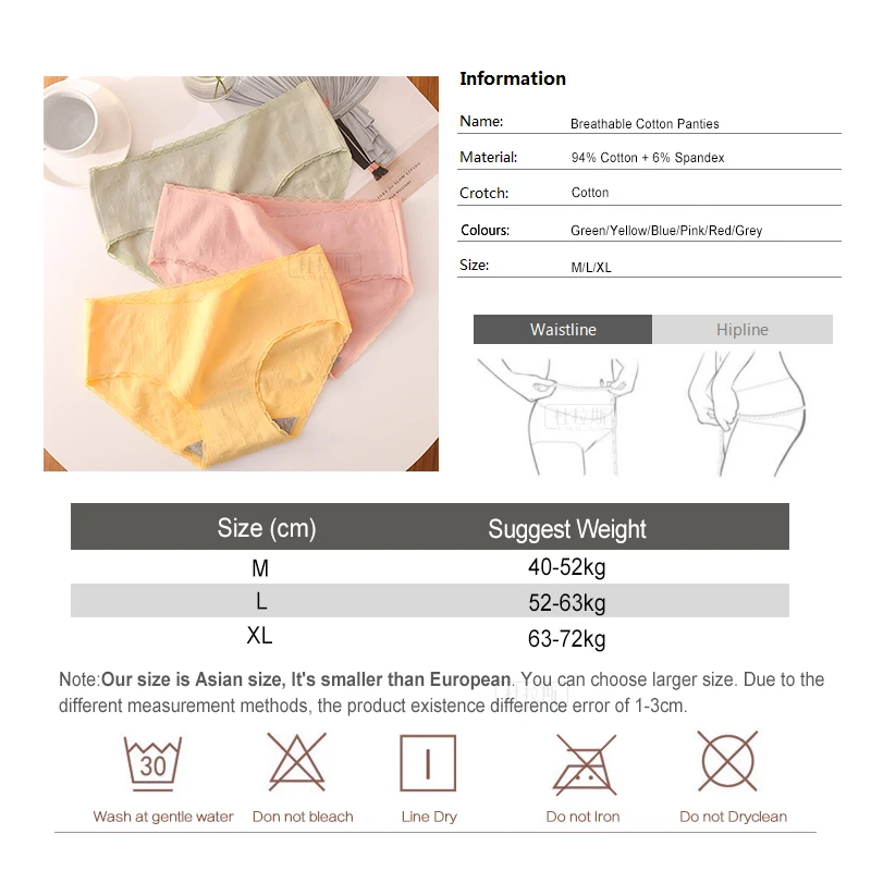 

Cotton Panties For Women Comfortable Lace Underwear Classic Mid Waist Underpants Stretch Lingerie Top Briefs Recommend Wholesale