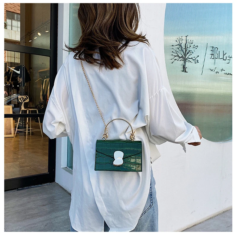 

Woman bag 2020 new Korean version crossbody chain small square bag fashion stone pattern wild messenger bag sac a mains femme