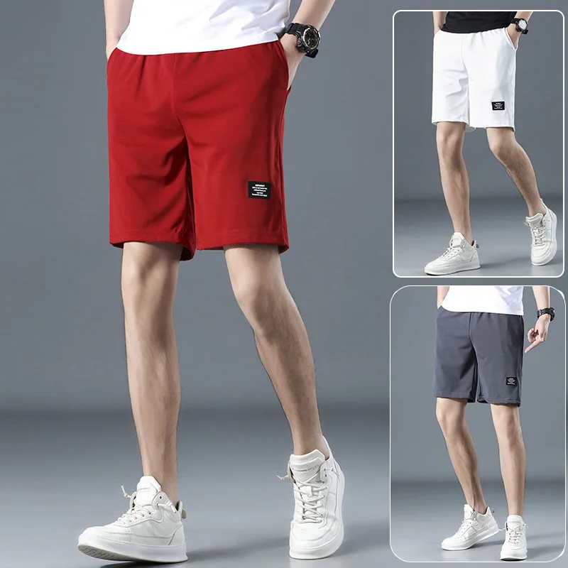 

Men's Five-Point pants Elastic Waist Solid Color Embroidery Lace-up Shorts Casual Breathable Simple Sports Thin Men's Shorts