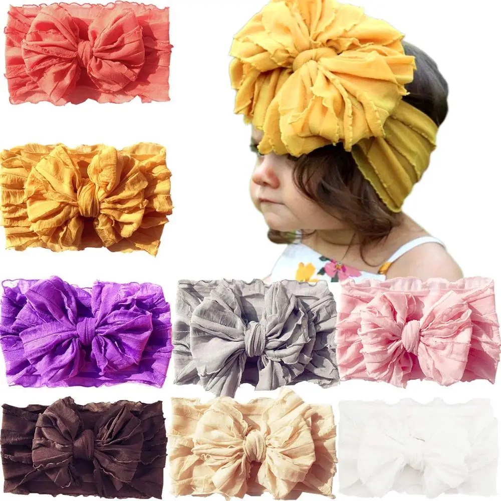 

8 Pack Baby Girls Big Hair Bows Super Stretchy Soft Knotted Breathable Headbands Head Wraps For Newborn Infant Toddlers Kids