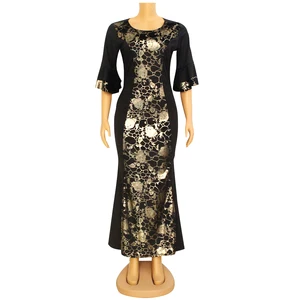 Африканский дизайн Дашики с расклешенным рукавом зимнее женское платье русалки с блестками с принтом винтажные разноцветные платья с О-образным вырезом