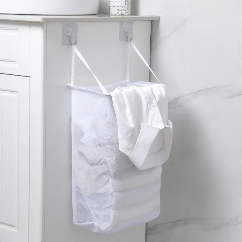 

Laundry Basket Wall Hanging Basket Underwear Socks Clothing Storage Bag Foldable Breathable Mesh Bathroom Laundry Organizer