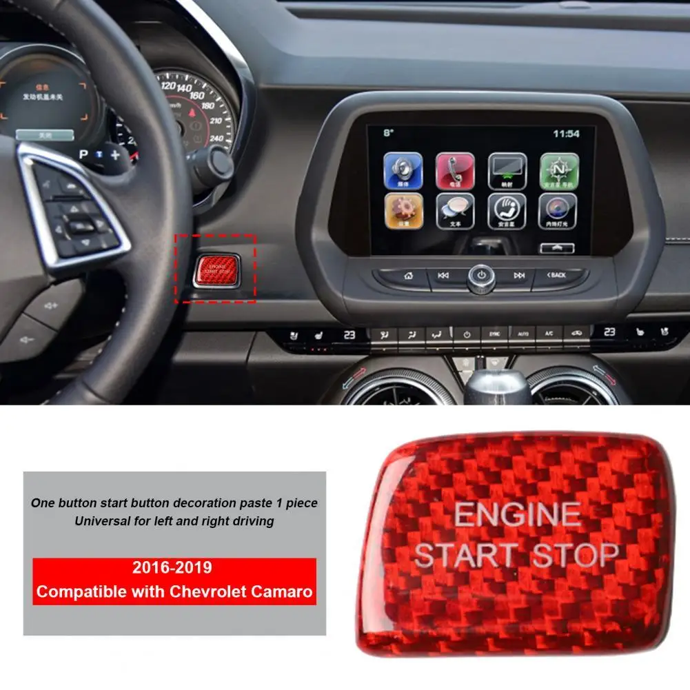 

Наклейка на панель термостойкая премиум Красная из углеродного волокна кнопка запуска двигателя без ключа Накладка для Chevrolet Camaro 2016-2019