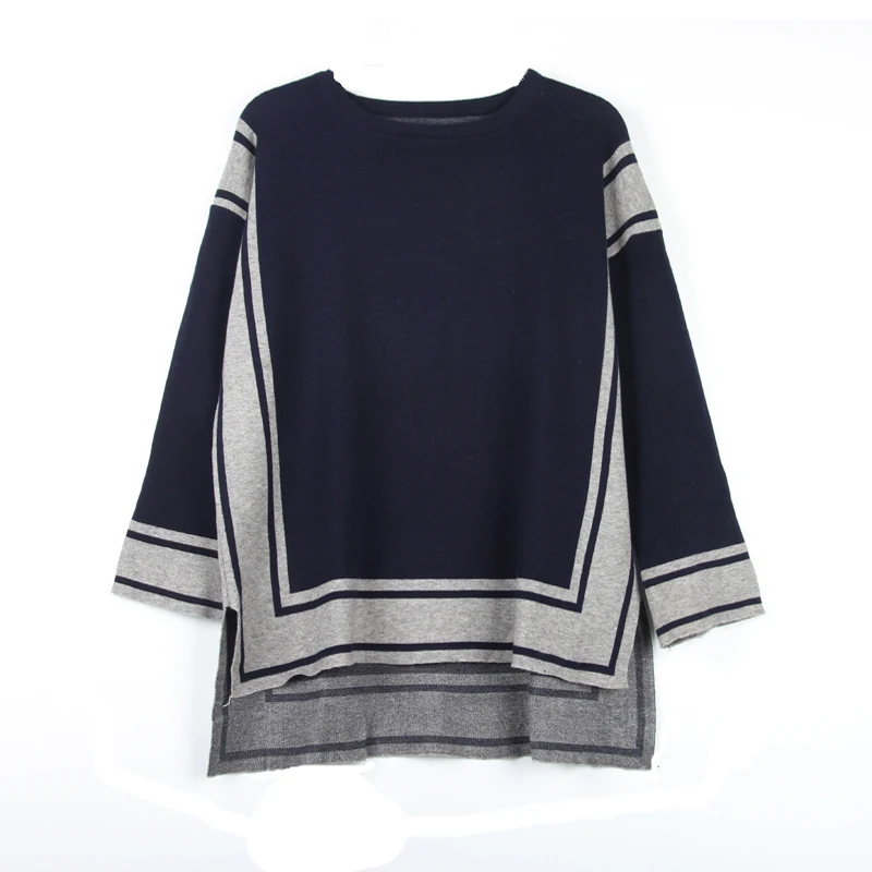 Осенне зимняя теплая одежда для беременных модный Контрастный ЦВЕТНОЙ свитер