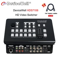 DeviceWell HDS7106 HD Video Switcher 6 Channel 4 SDI 2 HDMI inputs Multiview Switcher for New Media Live Stream Broadcast TV
