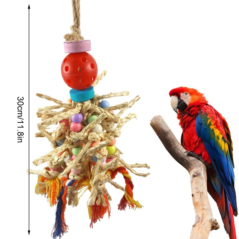 

1pc Hot Selling Bird Chewing Toy Natural Straw Fashion Creative Parrot Hanging Toy Bird Climbing Toy Bird Supplies Multicolor