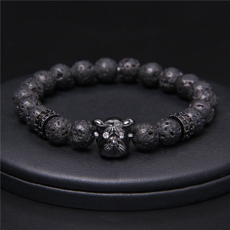 Мужской очаровательный браслет с натуральным тигром и камнями бусинами Модный