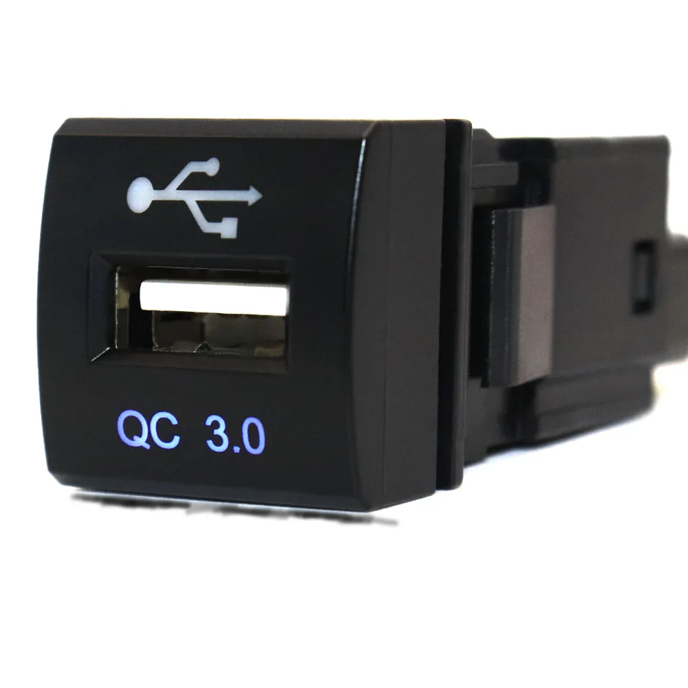 

12V USB быстрое зарядное устройство для Мобильный телефон, синий свет 22x22 мм для Toyota Land Cruiser Prado 150 серии RAV4 Camry Hiace Corolla