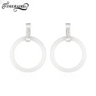 Простые круглые гладкие керамические серьги черного и белого цвета, минималистичные серьги для женщин, девушек, индивидуальные украшения, подарок