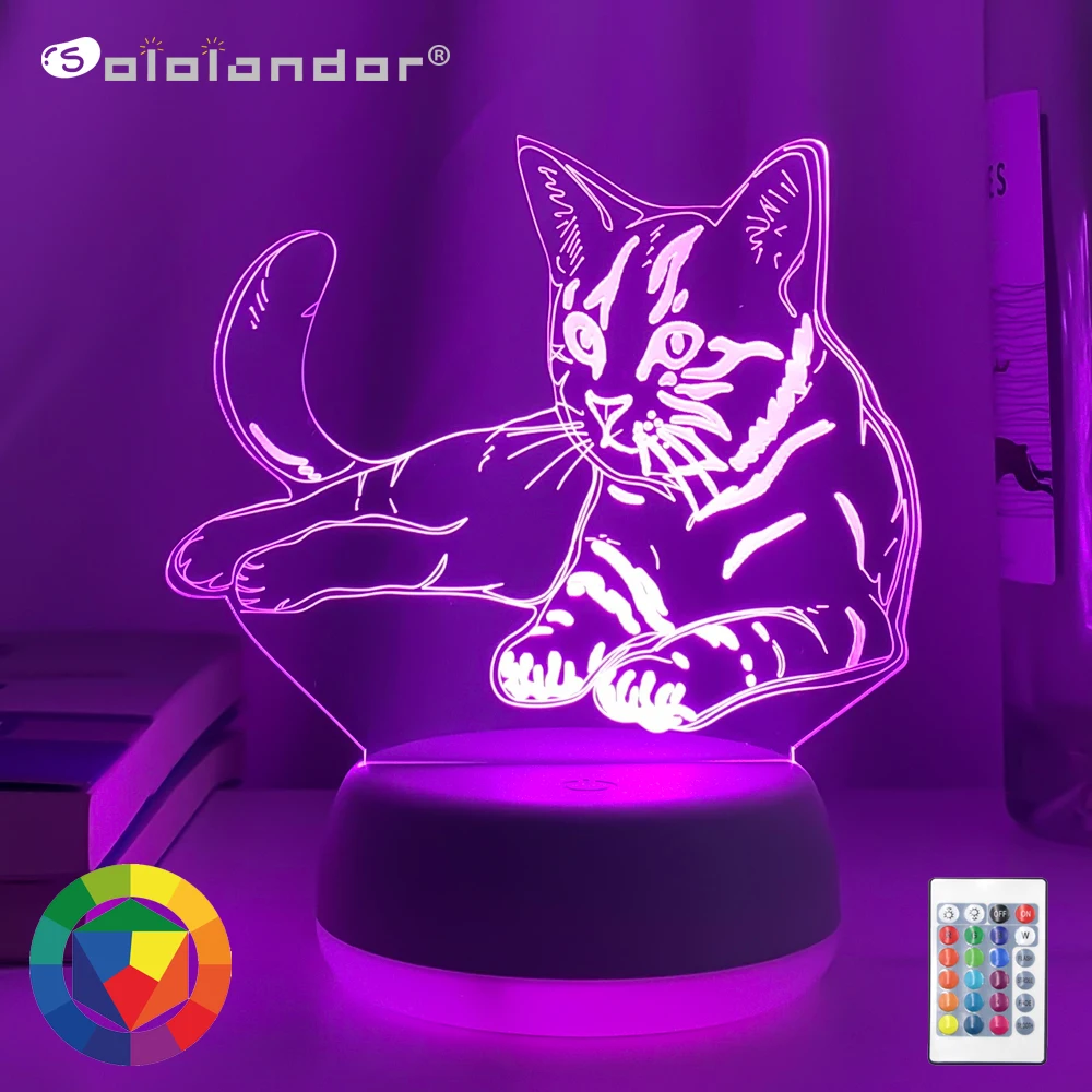 Акриловый светодиодный ночсветильник 3D фигурка животного для детской комнаты