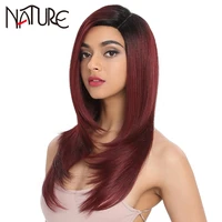 nature wig cosplay lace wig 24 inch long straight fake hair ombre blonde burgundy hair american synthetic wigs for black women