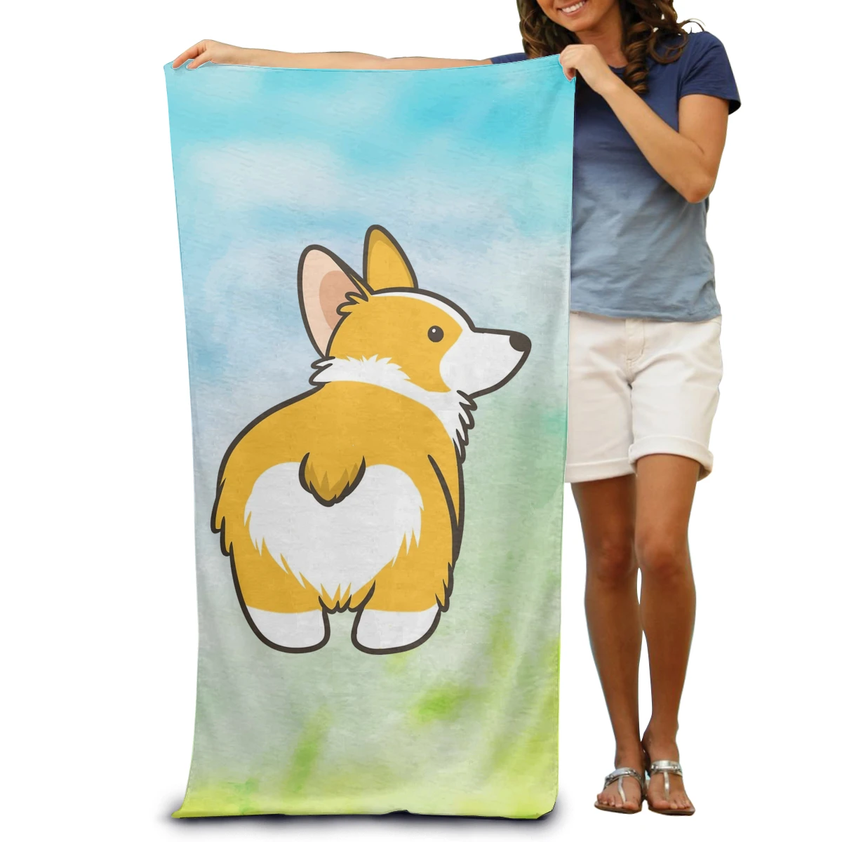 

Corgi Heart Butts Towel Surf Beach Wetsuit Bath Watersports Activities Adults Men Women Swimming Resort Gym Sports Washcloth