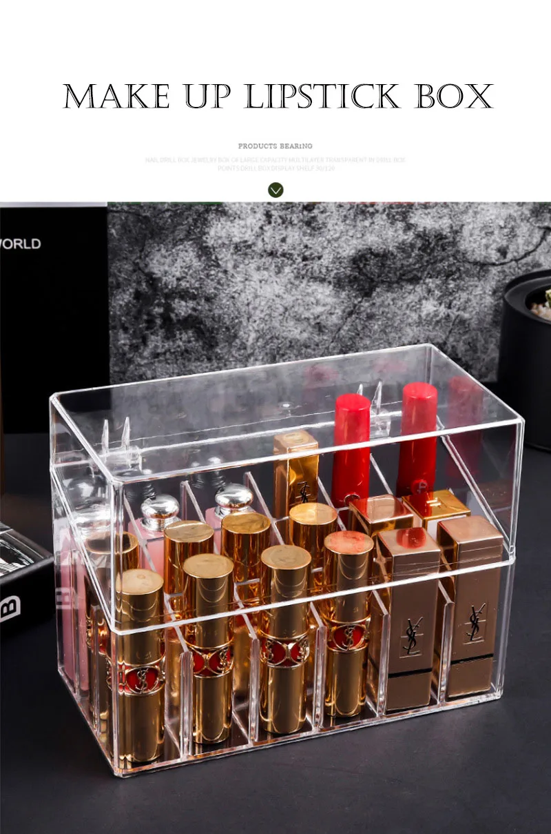 Прозрачная Пылезащитная коробка для хранения губной помады косметики полка