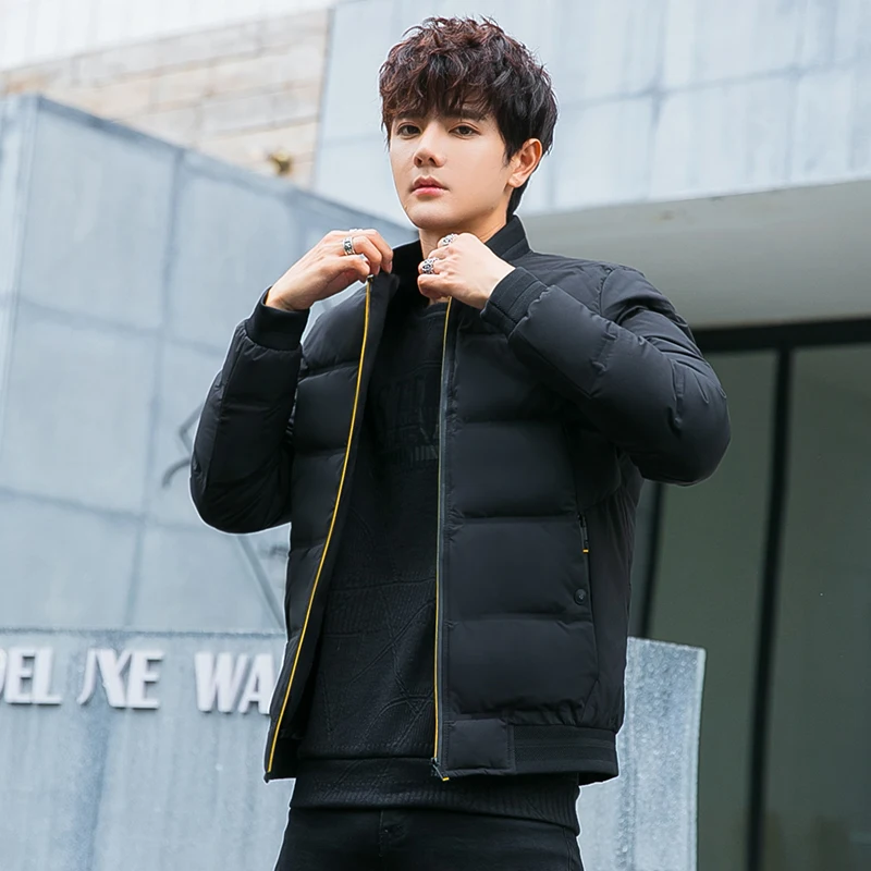 Mens down jacket  the winter trend simple warm casual and  comfortable jackets lightweight hoods heavy coats