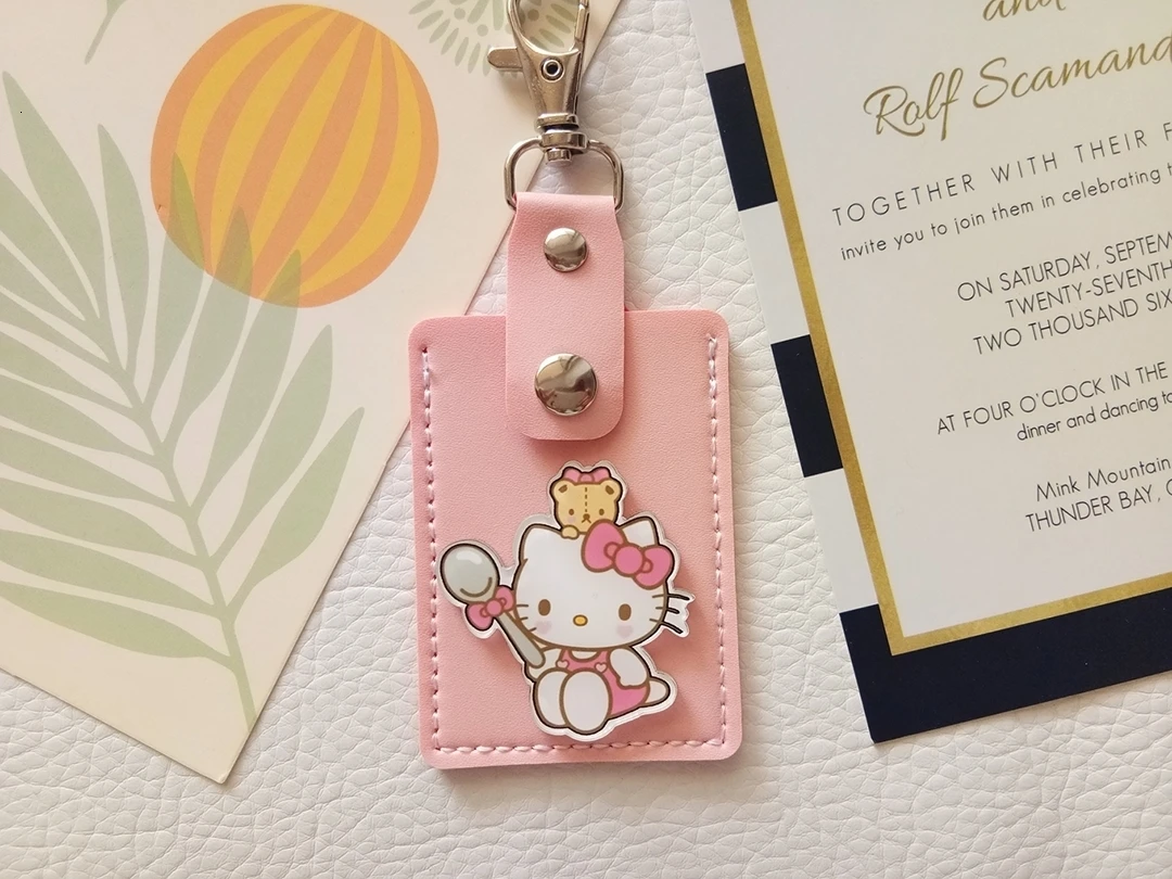 Брелок Hello Kitty в стиле аниме кошка КТ мини-брелок для карт женская кожаная сумка на