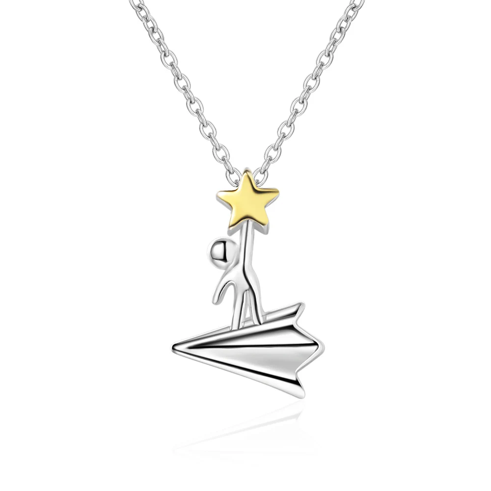 

Цепочка Starcatcher из стерлингового серебра 925 пробы с бумажным самолетом для женщин, Изящные Ювелирные украшения, оптовая продажа