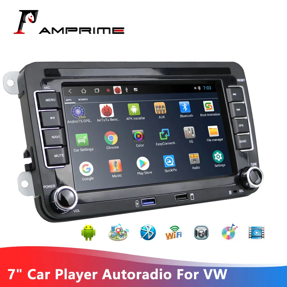 Автомобильный мультимедийный плеер AMPrime проигрыватель на Android с 7 "экраном GPS MP5