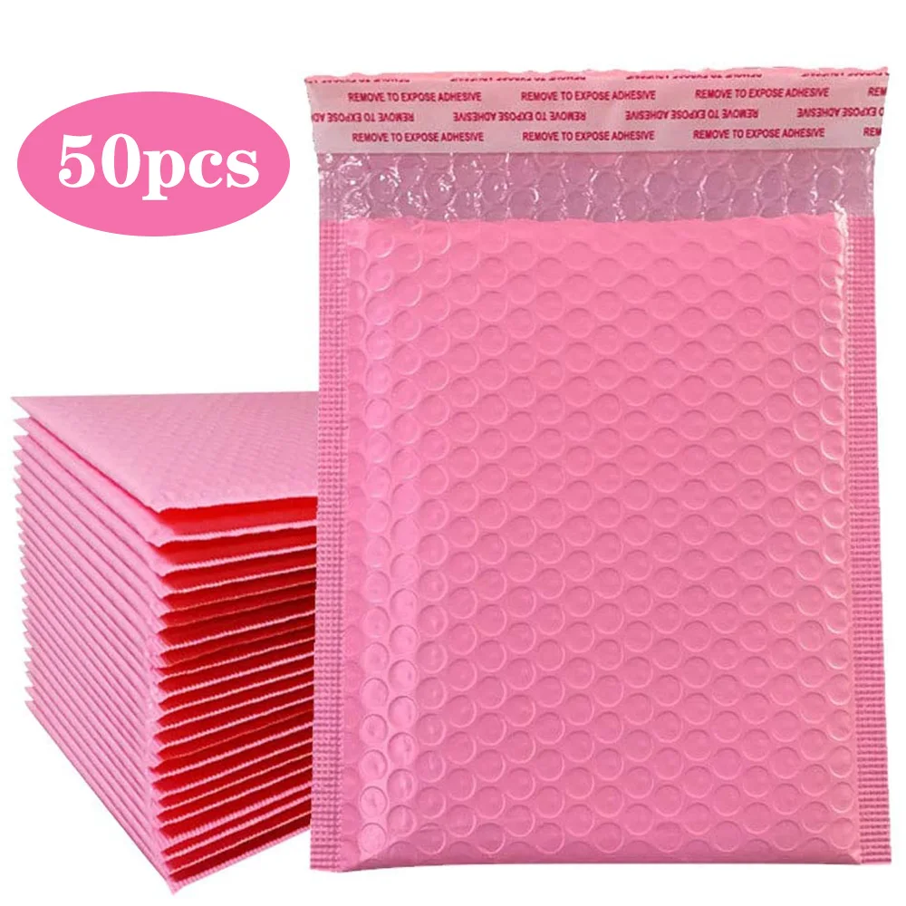 

50pcs/pack Bubble Mailer Padded Envelopes,A4 A5 Envelopes Poly Mailer Self-Seal Pink