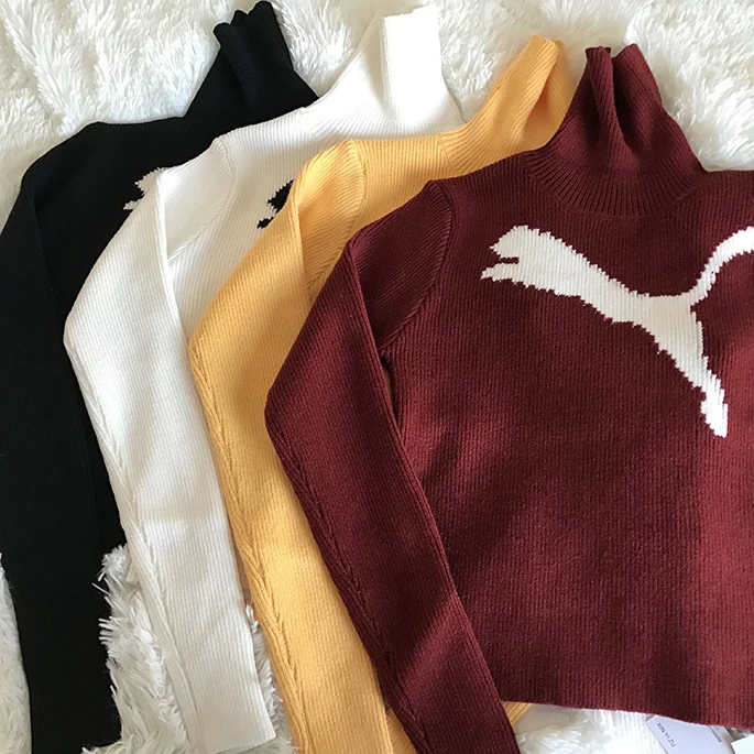 2019 new fashion casual women's clothing Turtleneck Sweater Women's Short Sexy Slim Knit Long Sleeve | Женская одежда