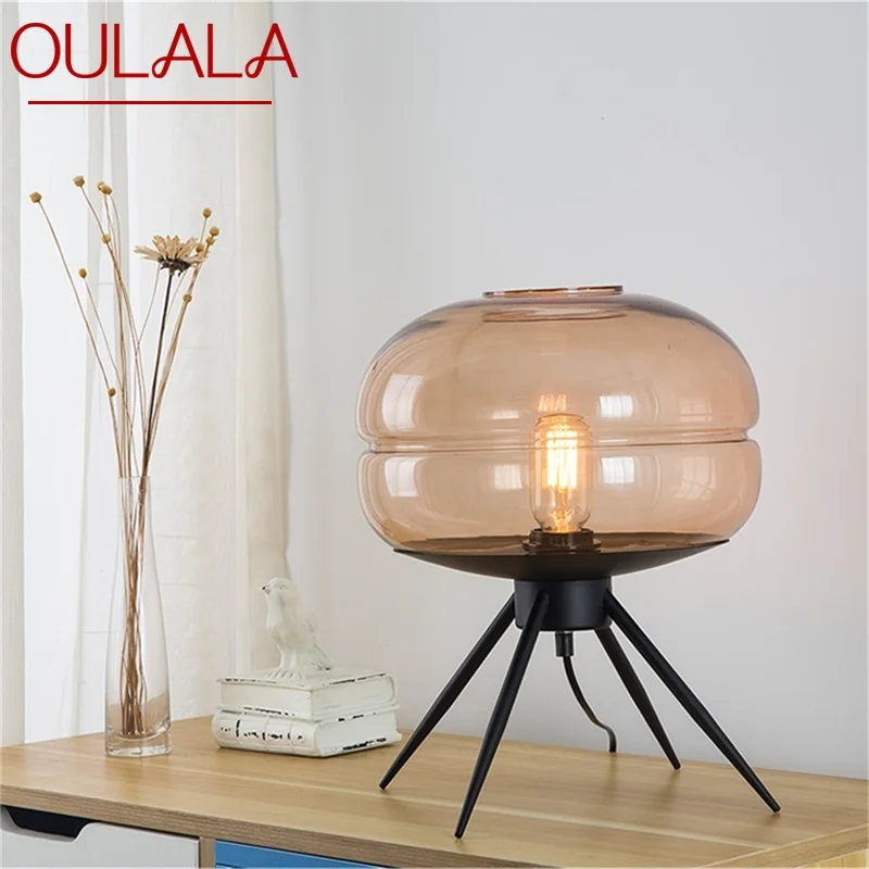 

OULALA Modern Table Lamp Design Nordic Art Glass LED Desk Light Creative Decorative for Home Bedroom Living Room Office