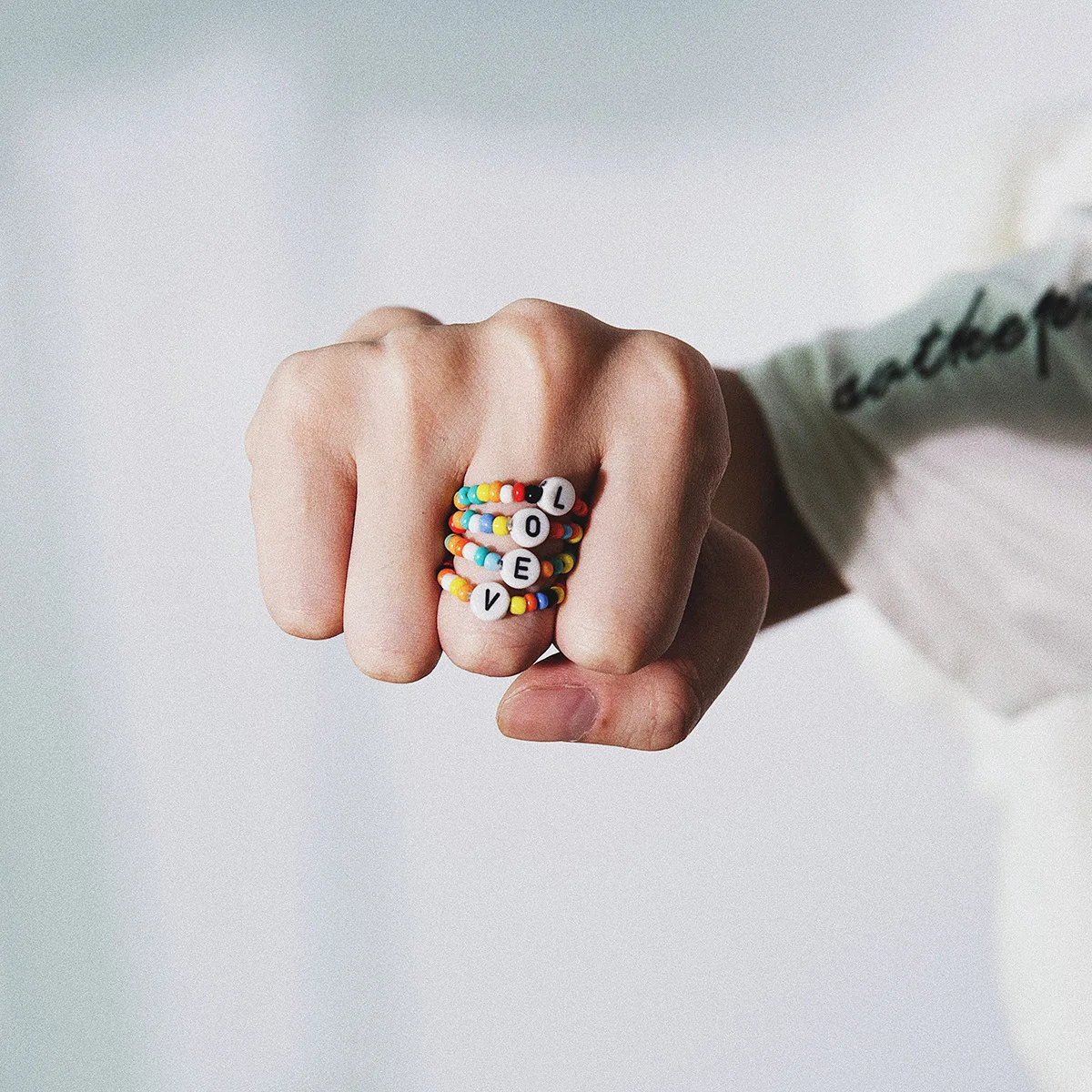 

New Creative Letter Set Ring Color Rice Beads Love Letter Ring For Women Girls Fashion Jewelry Gift