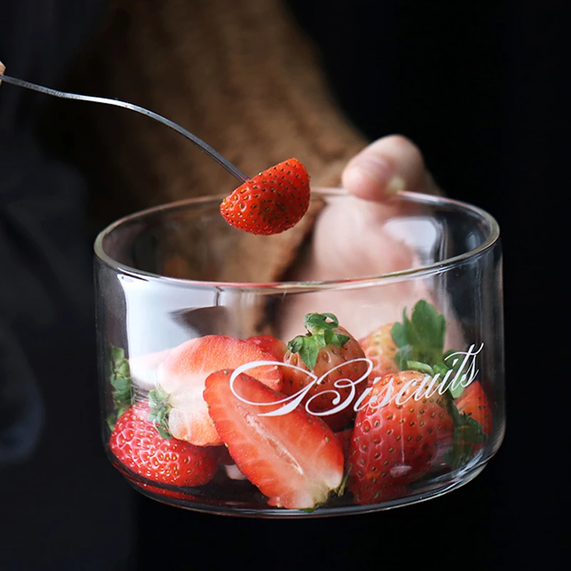 

Household Fruit Bowl With Lid Heat-resistant Transparent Soup Bowl Round Creative Cute