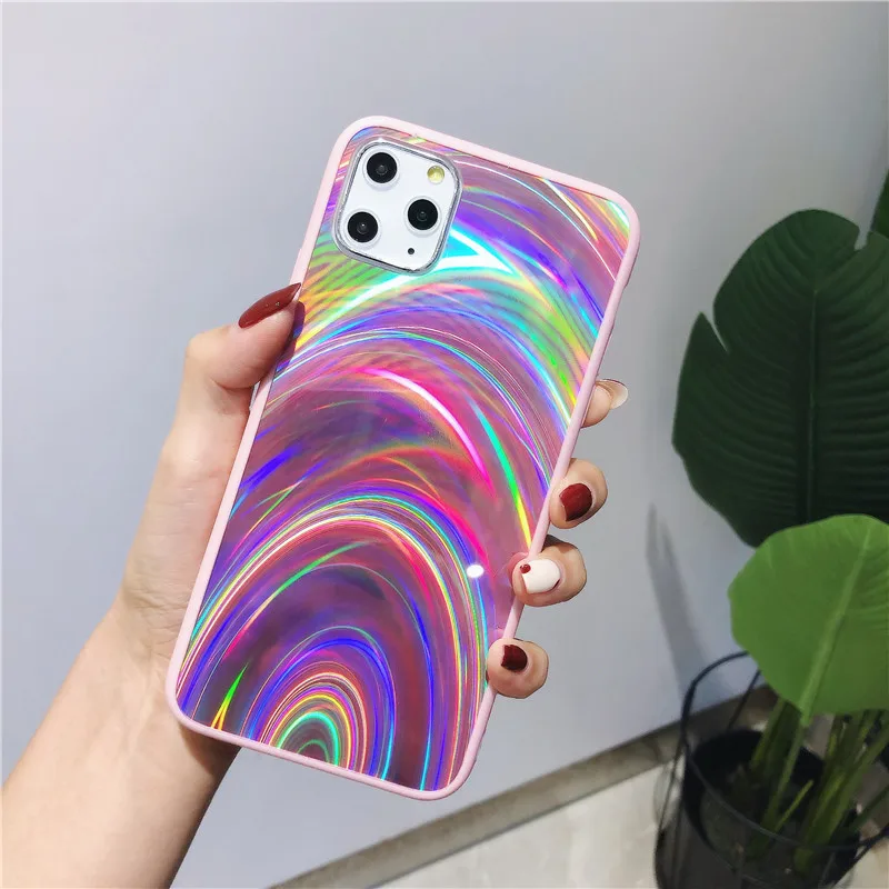 9 3D Алмазная Призма Голографический лазерный чехол для iPhone 6 6s 7 8 Plus Xs Max XR X 11 11Pro Max глянцевый Кристальный чехол с мягкими краями Funda - Цвет: 9