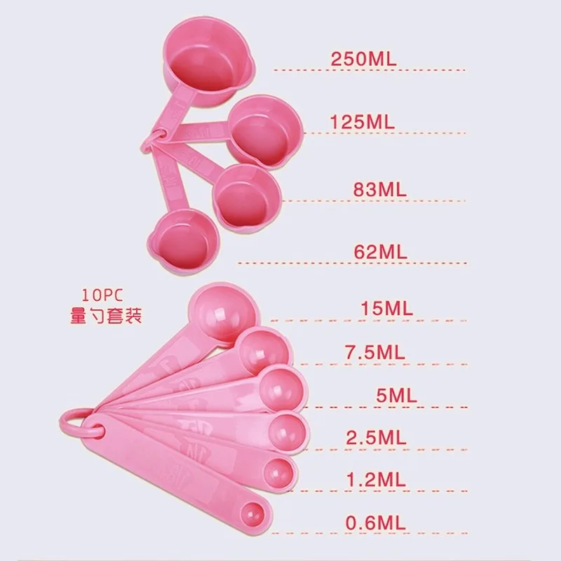 10 шт. розовый экологический пластиковый мерный набор для чашки жареная мерная