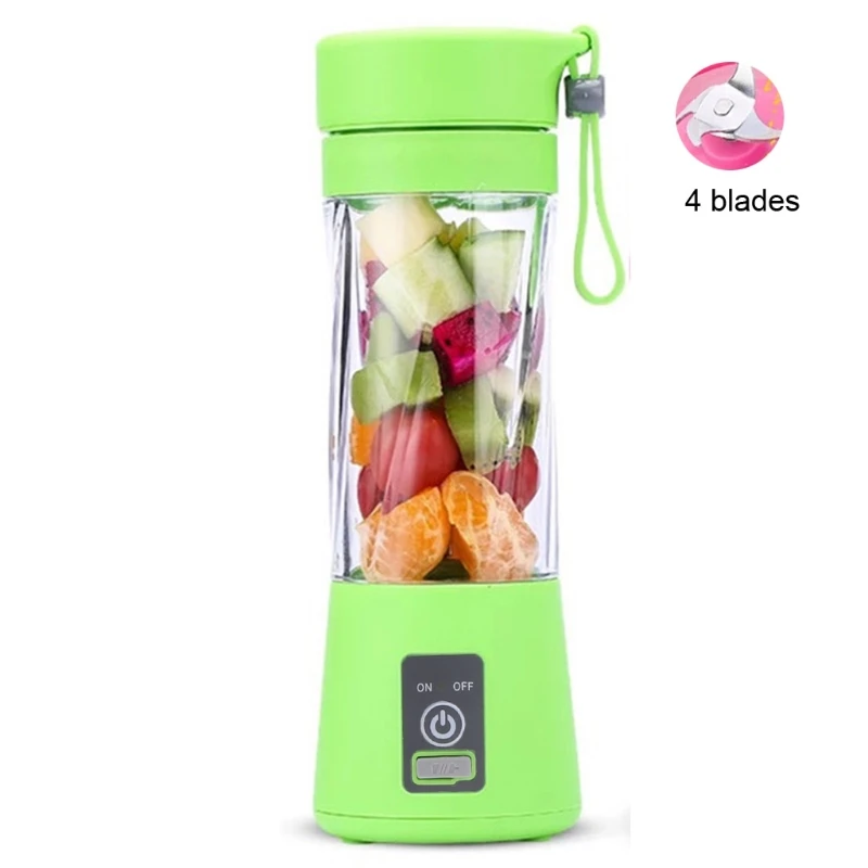 

Protable Mini Juicer Cup Single Serve Personal Size Blender USB Rechargeable 380ml Fruit Mixing Machine Multifunction