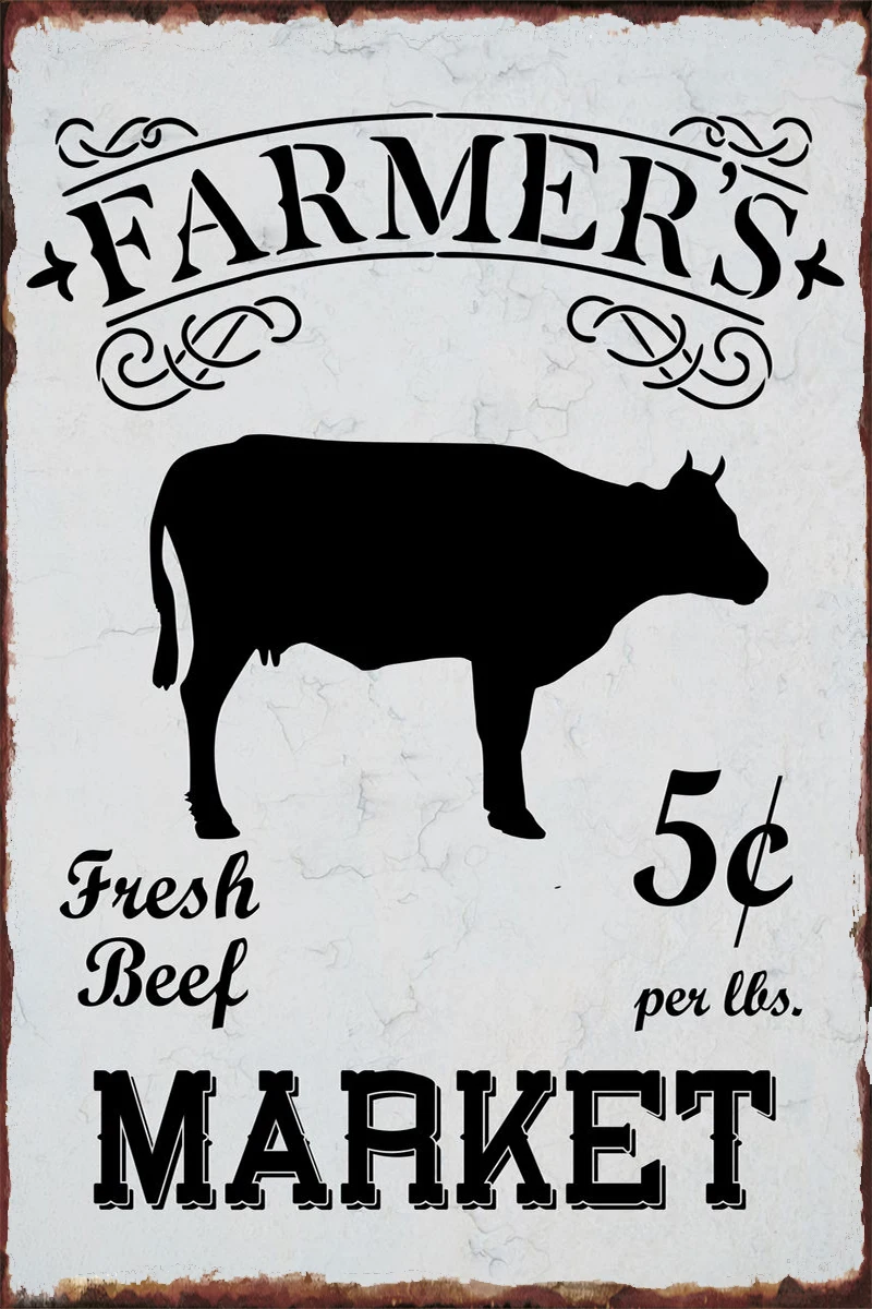 Подстилки из говядины в стиле ретро винтажный металлический знак жестяные