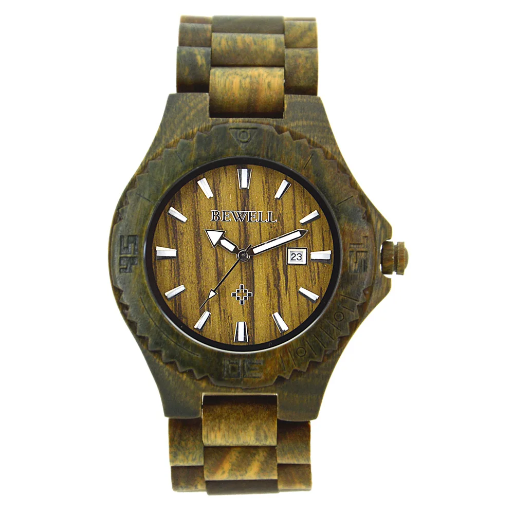 

BEWELL W023B Hot Sell Men Wood Watch Quartz Watches Wooden Band Calendar Luxury Male Dress Watch relogio masculino