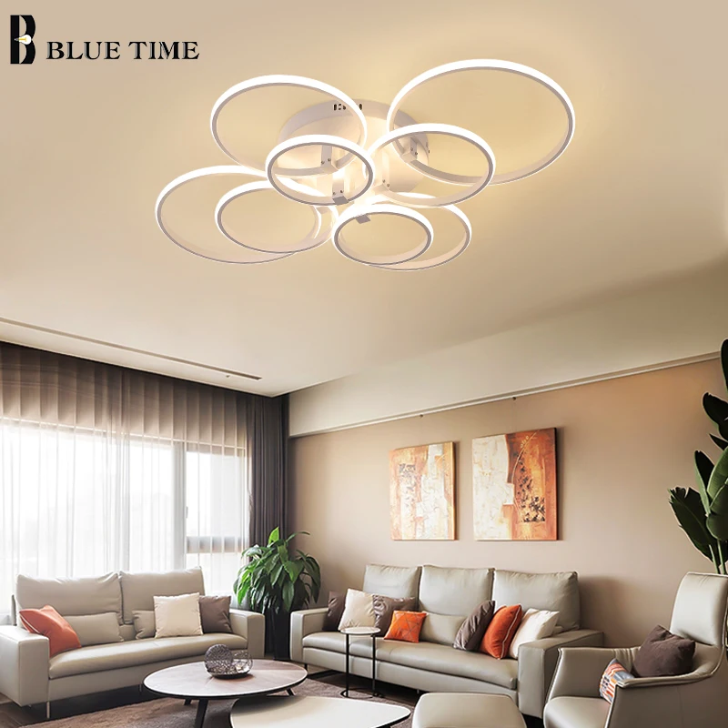 Candelabro LED moderno para sala de estar, comedor, dormitorio, accesorios de iluminación interior, anillos circulares, lámpara de techo de araña LED